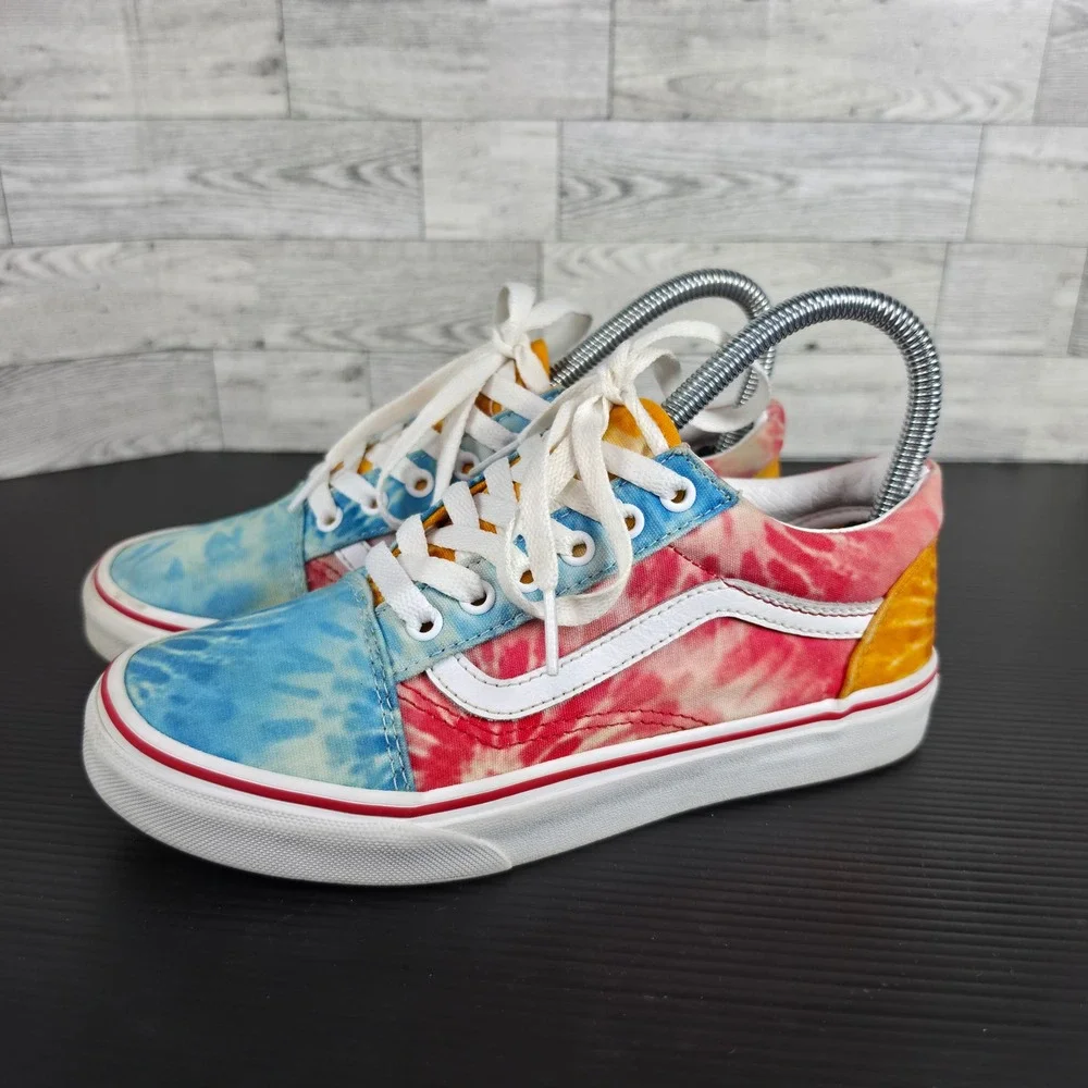 Vans Old Skool Tie Dye Multi Color Canvas Skate Shoes Low Top Girls 4